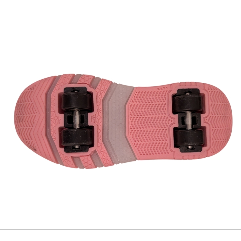 LED Roller Skates Shoes 4 Wheel Skating Pink and White Light-Up Size 1 - Picture 5 of 11